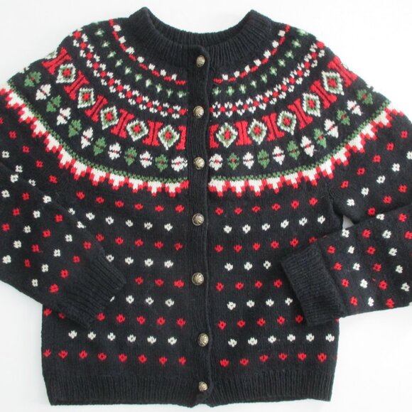 Wool Cardigan Sweater Hand Knit Made in Switzerland Icelandic Nordic Style - Picture 12 of 13